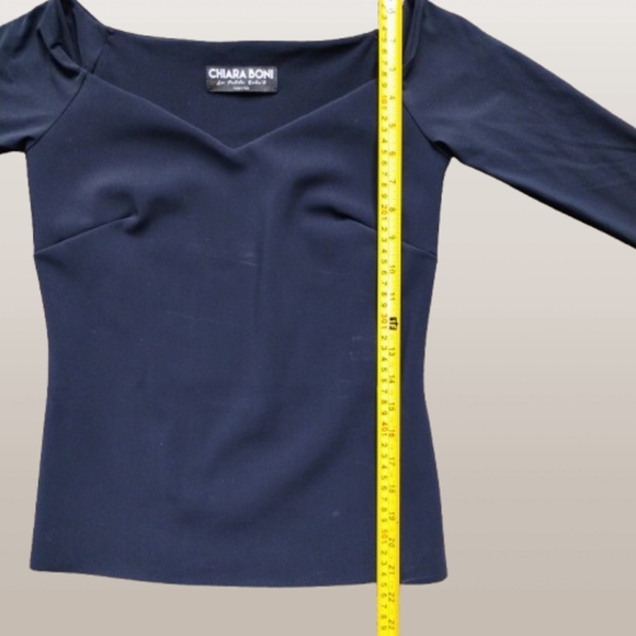 New Chiara Boni Black Fitted Top Made in Italy | Size Small - Picture 4 of 6